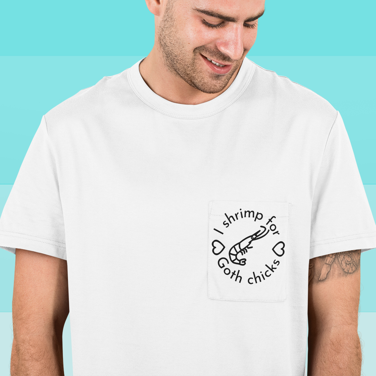 Minimalist "I shrimp for Goth chicks" Unisex Pocket Tee