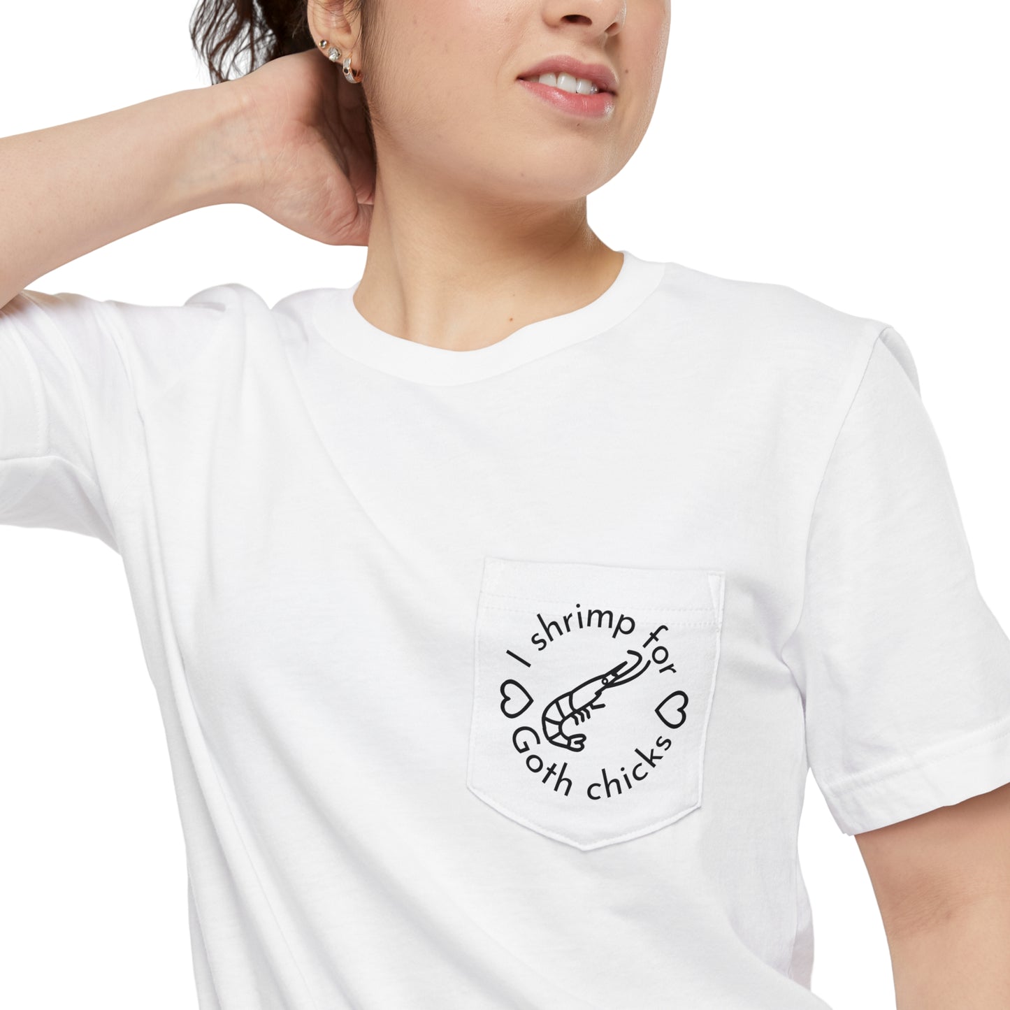 Minimalist "I shrimp for Goth chicks" Unisex Pocket Tee