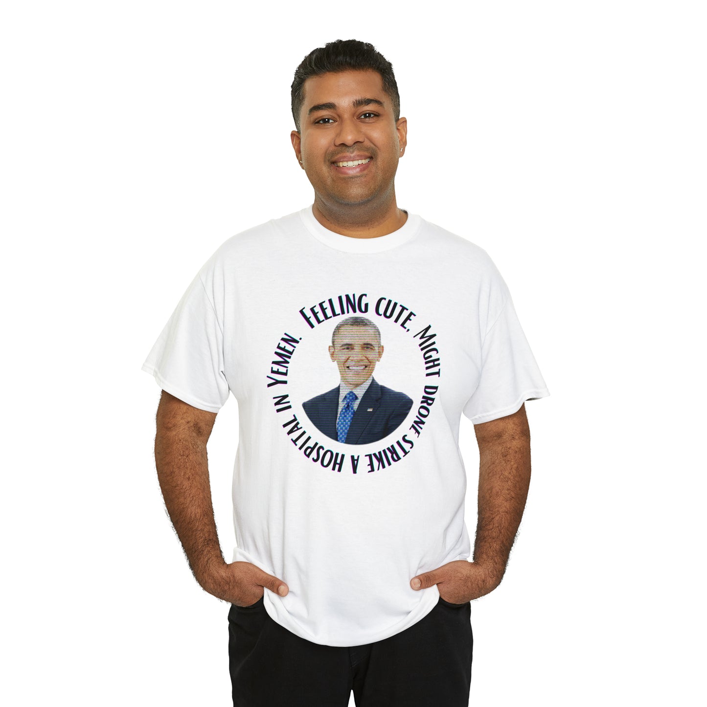 Glitched "Obama Drone Strike" Unisex Heavy Cotton Tee