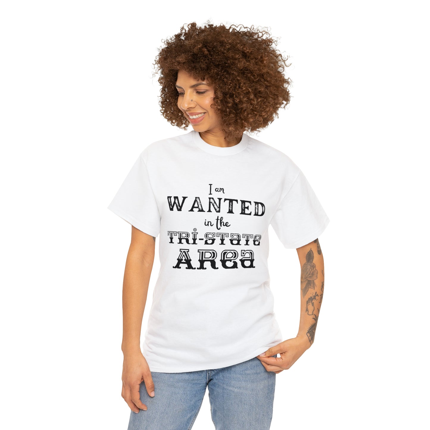 Goofy "I am WANTED in the Tri-state area" Unisex Heavy Cotton Tee