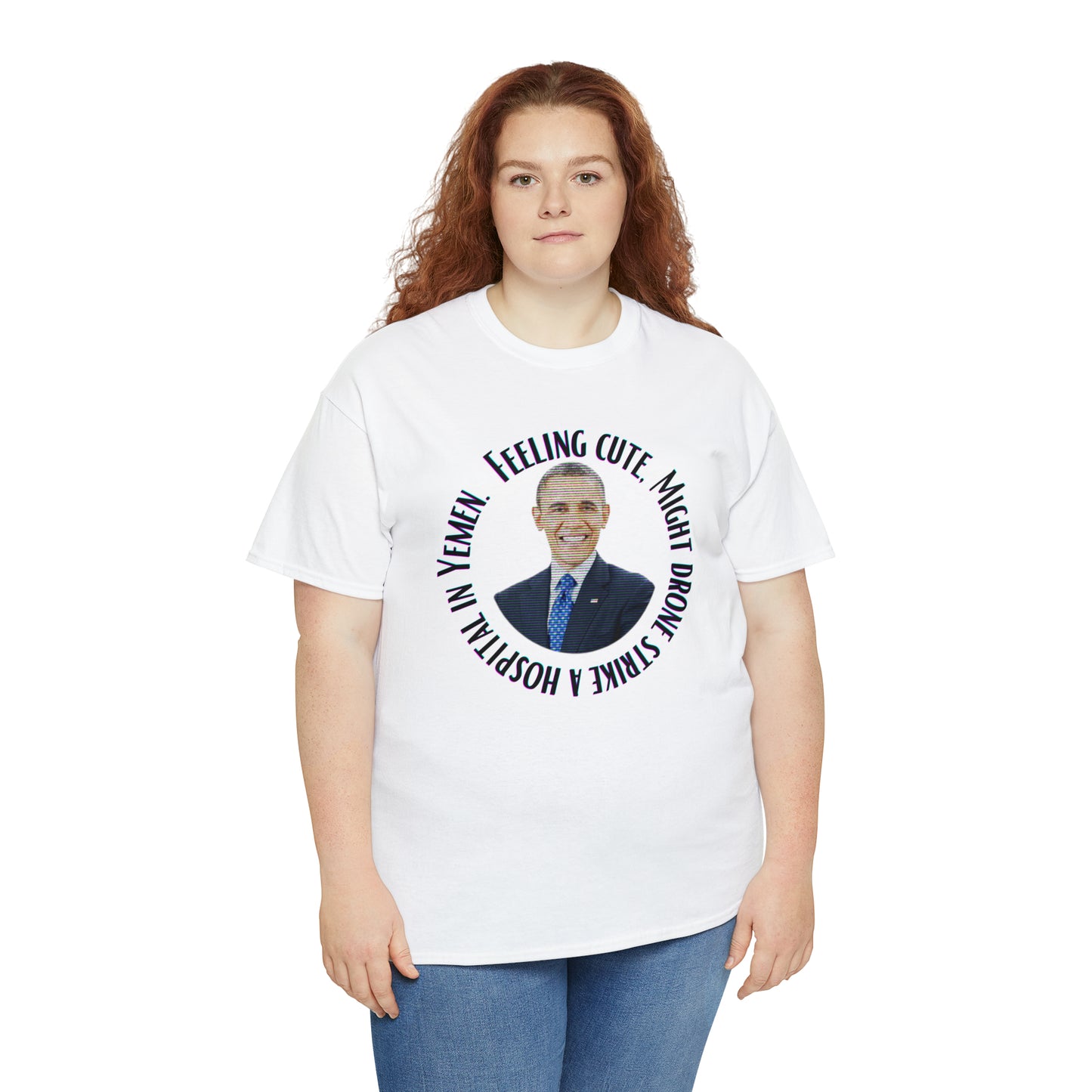 Glitched "Obama Drone Strike" Unisex Heavy Cotton Tee