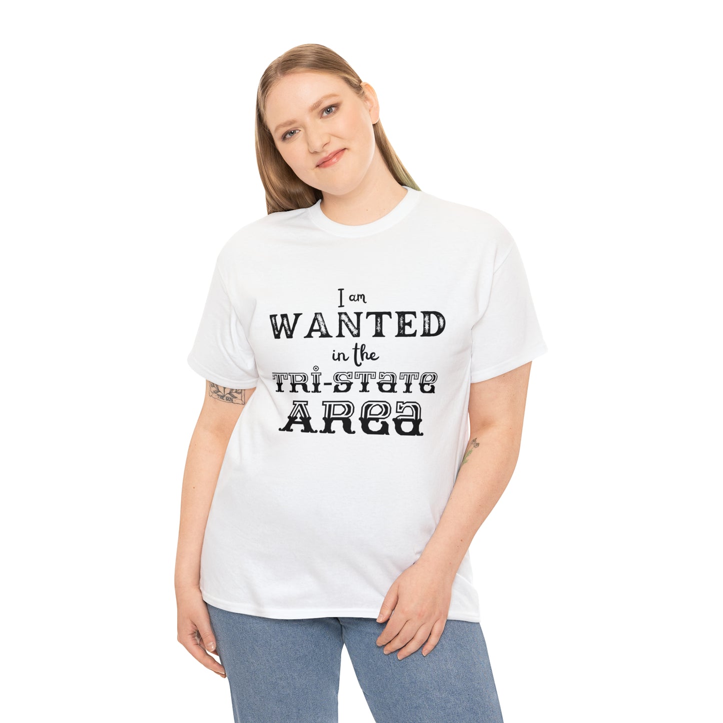 Goofy "I am WANTED in the Tri-state area" Unisex Heavy Cotton Tee