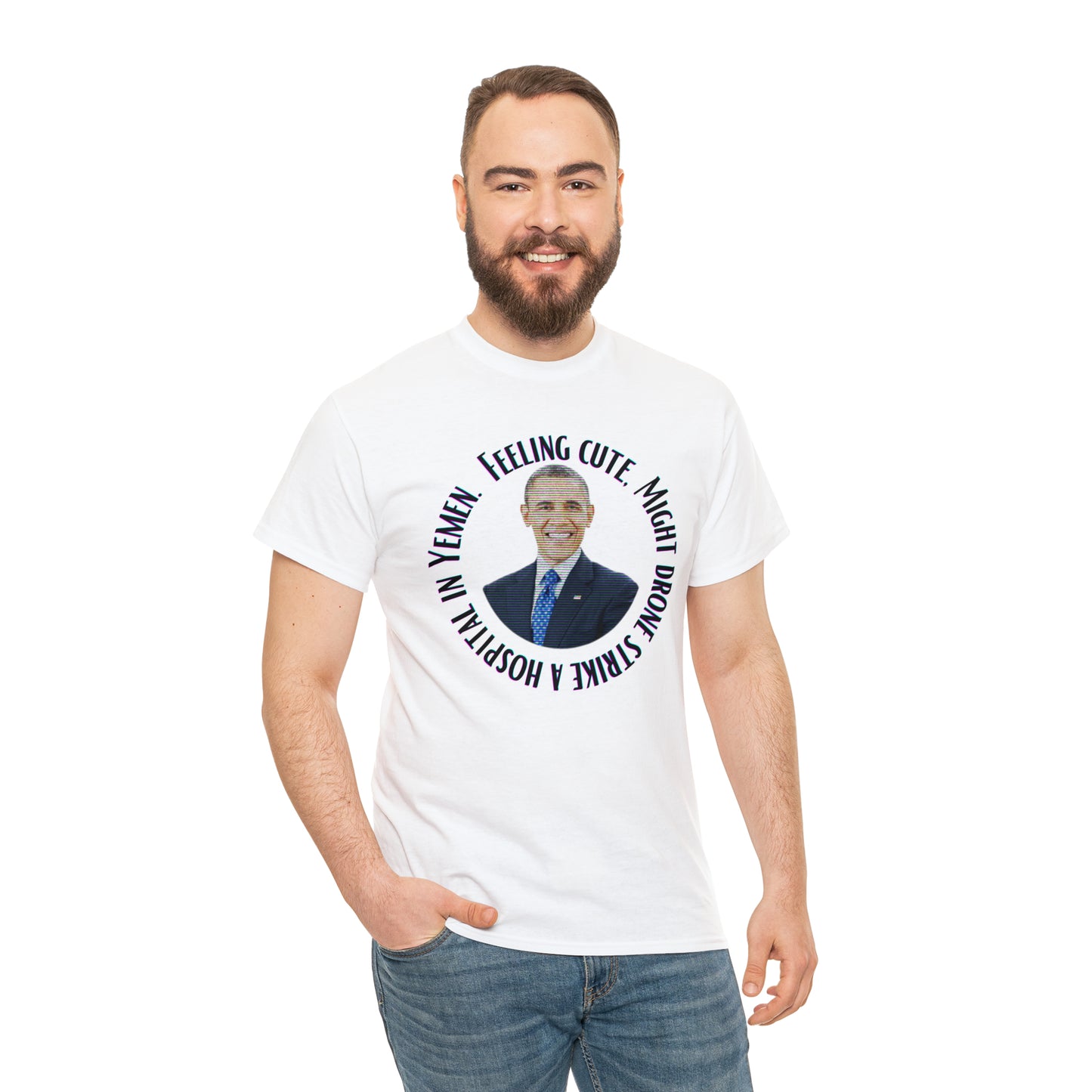 Glitched "Obama Drone Strike" Unisex Heavy Cotton Tee