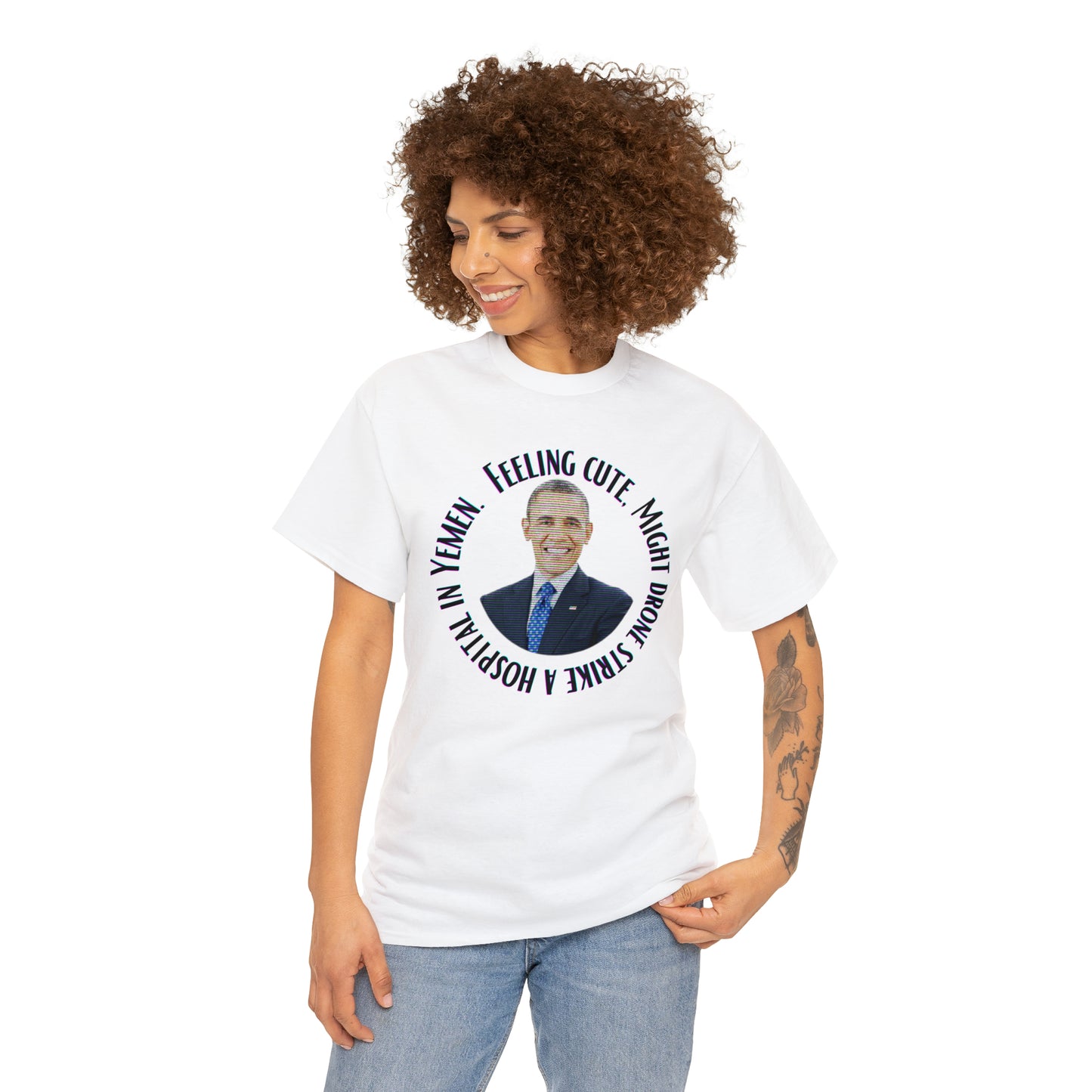 Glitched "Obama Drone Strike" Unisex Heavy Cotton Tee