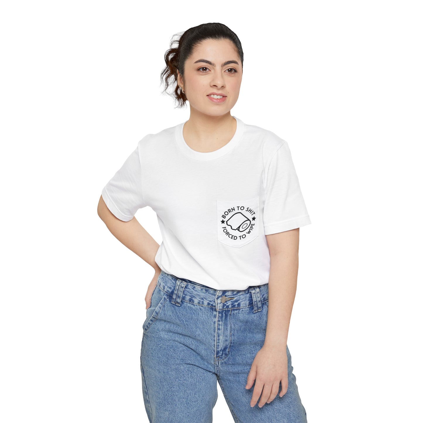 Minimalist "Born to shit, Forced to wipe" Unisex Pocket Tee