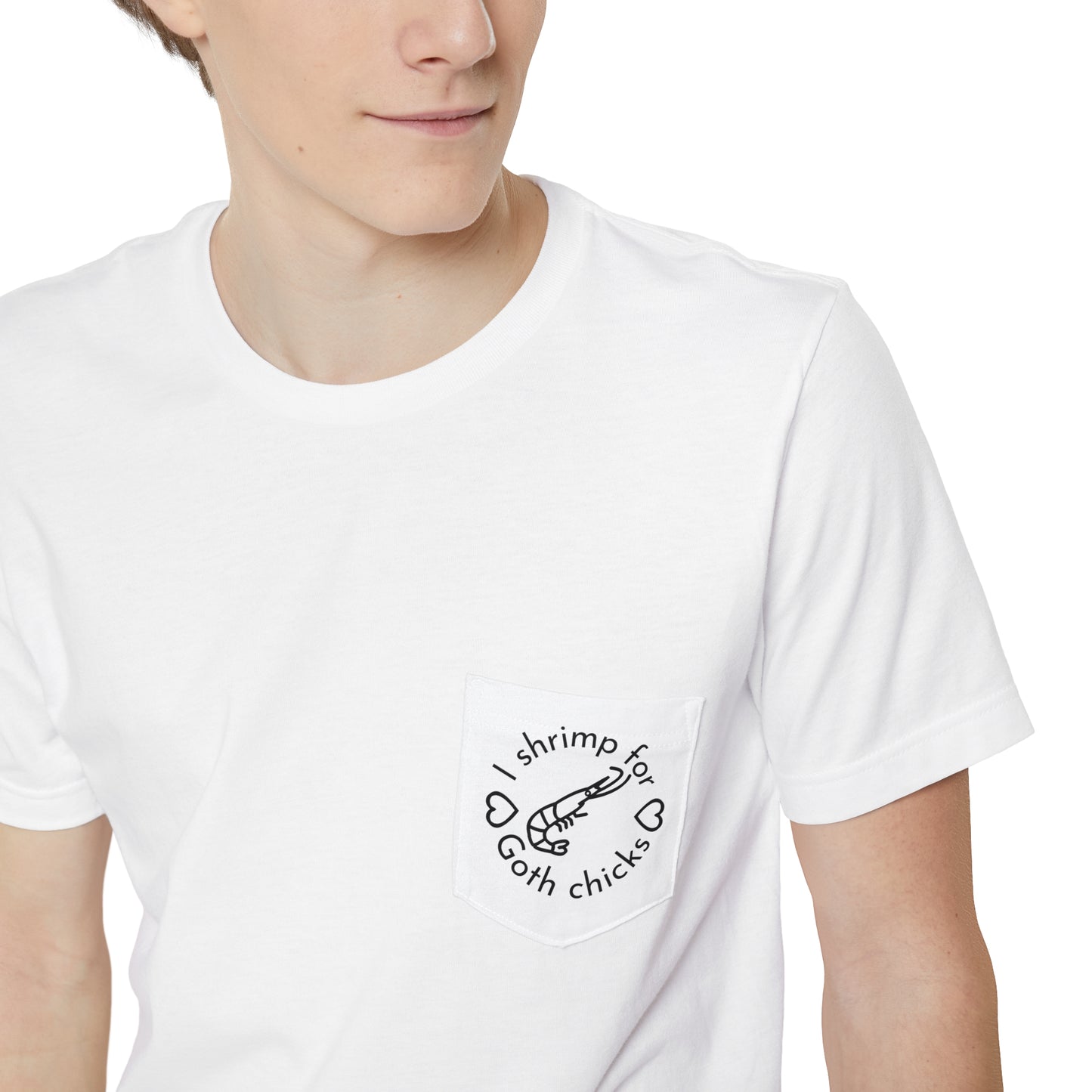 Minimalist "I shrimp for Goth chicks" Unisex Pocket Tee