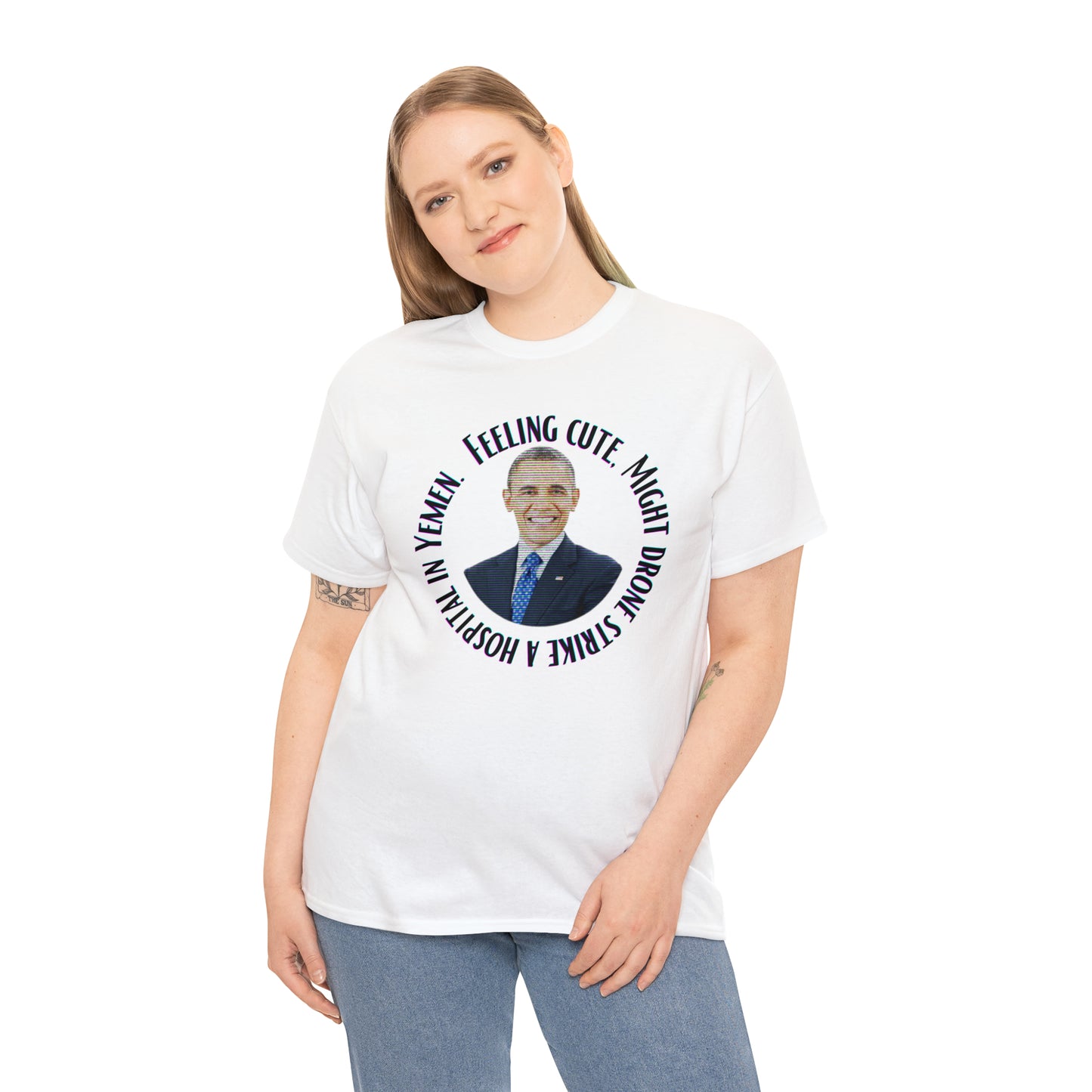 Glitched "Obama Drone Strike" Unisex Heavy Cotton Tee