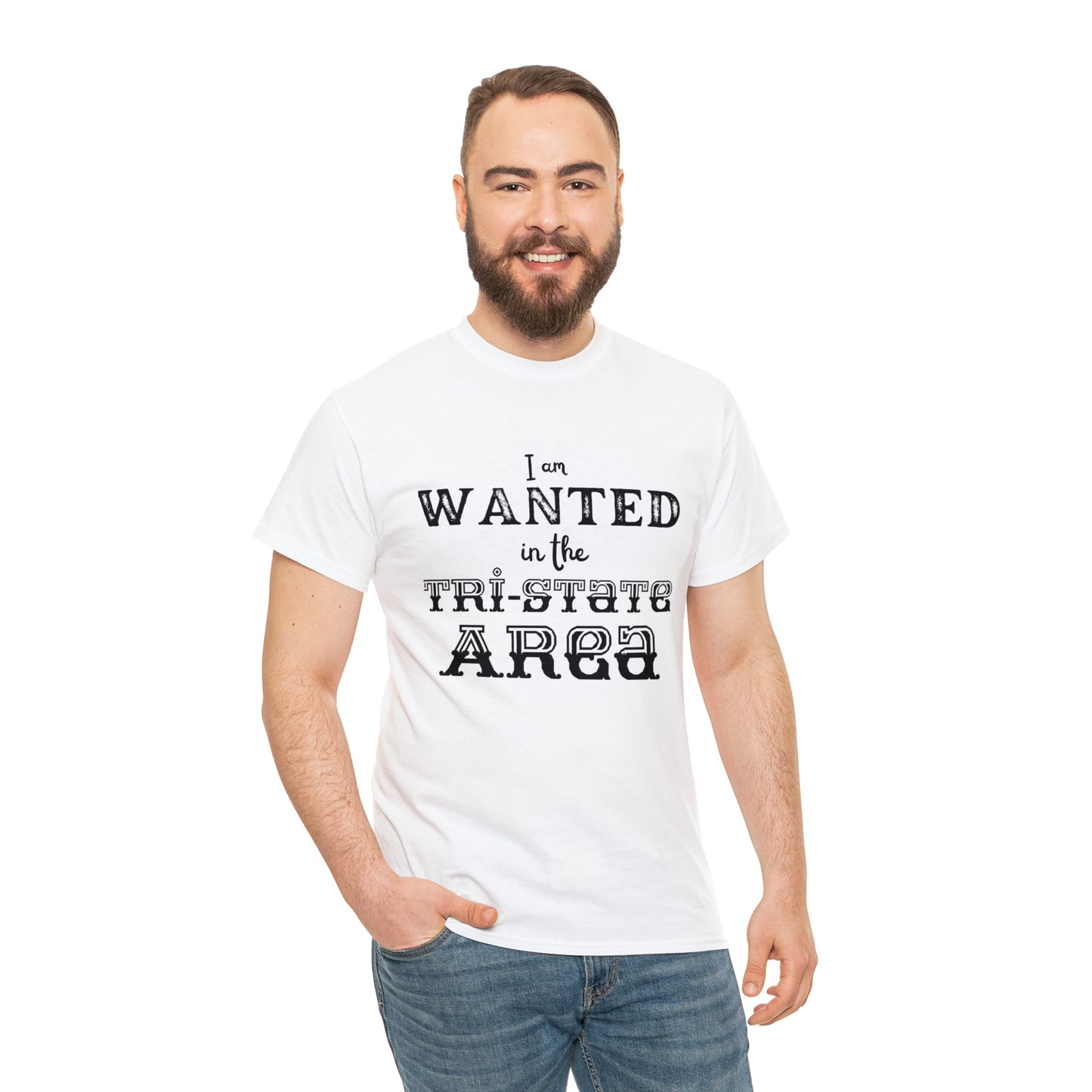 Goofy "I am WANTED in the Tri-state area" Unisex Heavy Cotton Tee